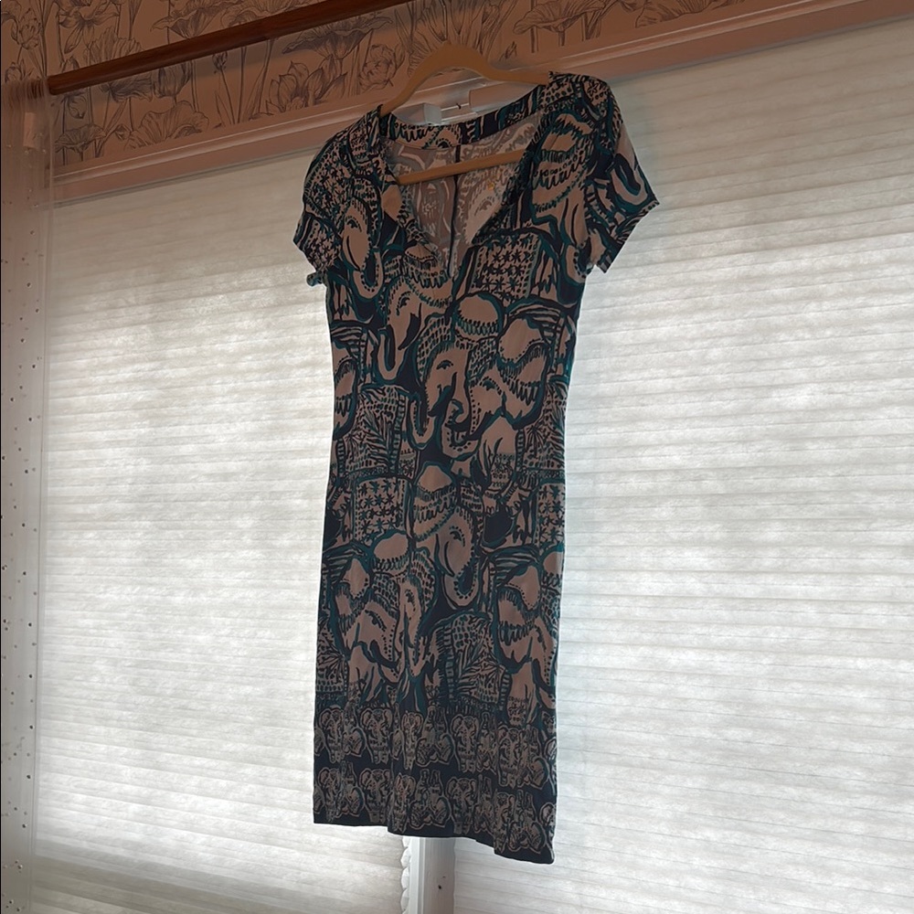 Lilly Pulitzer Etta V Neck Elephant Print Dress